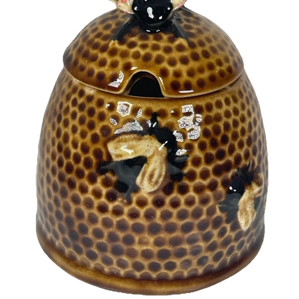 Vintage Arnel’s 1970s ceramic‎ honey jar 2 piece bee top kitchen honey comb jar - Picture 13 of 14